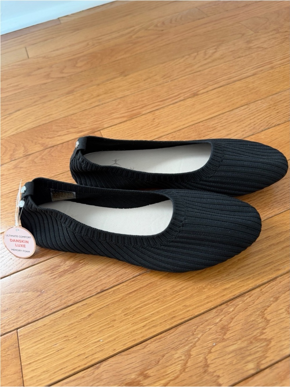 Danskin Black Hope Slip-on Ribbed Ballet Flats - NWT